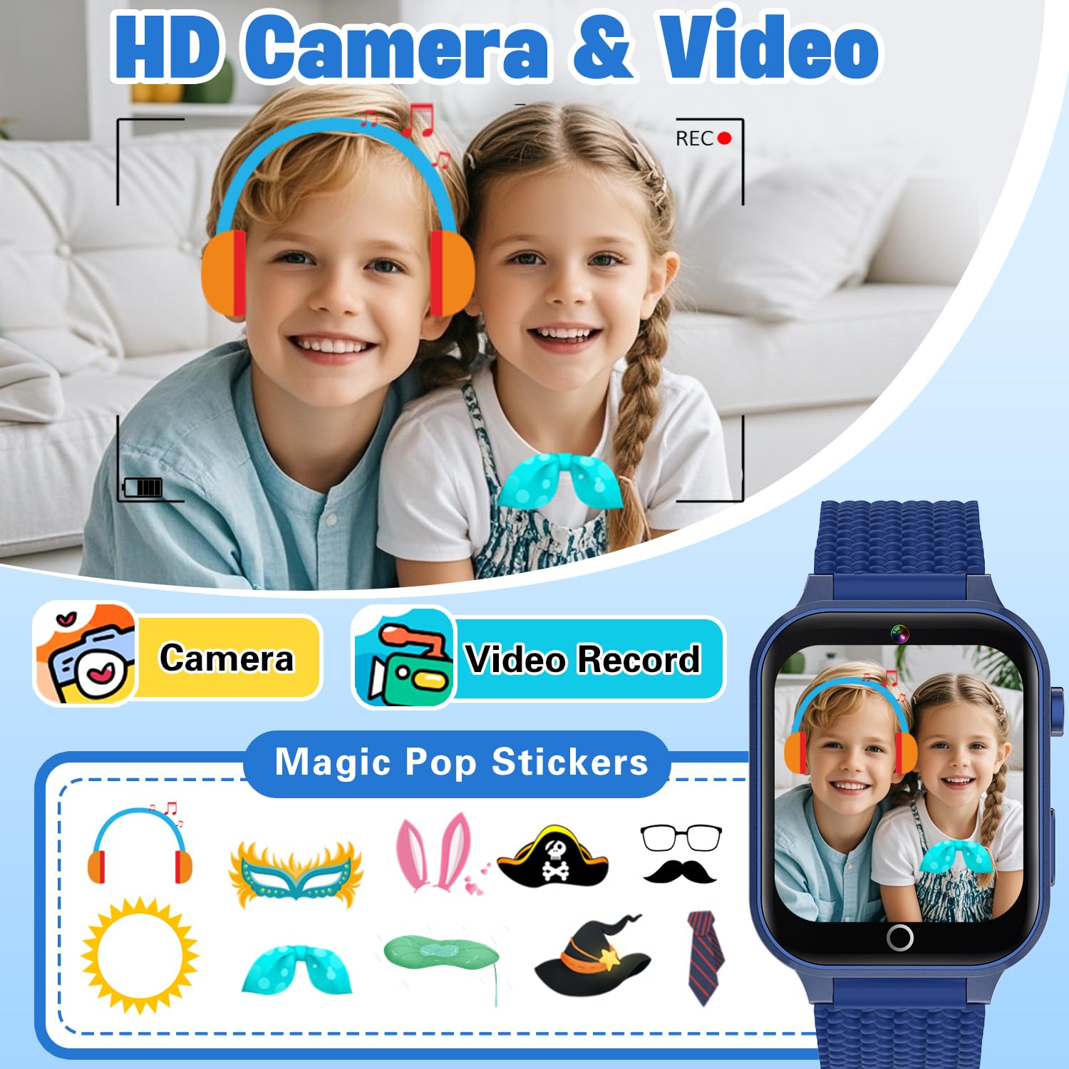Kids Smart Watch For Boys Age 5-12, Kids Watch With 26 Games, Camera Music Player Pedometer Habit Tracking Hd Touchscreen Flashl